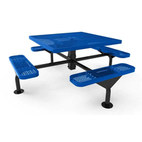 Mobilier d'extérieur, piédestal commercial moderne en acier, table de pique-nique de camping, table de dîner et chaises en métal pour le restaurant à l'extérieur du parc