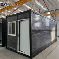 Rumah Kontainer Modular Lipat Berkualitas Tinggi 20ft 2 Kamar Mandi Prefab Flat Pack Rangka Baja Tenaga Surya Pabrik OEM