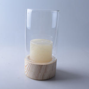 Portacandele in vetro uragano con <span class=keywords><strong>base</strong></span> in legno - Product Image 3