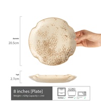 Assiettes et bols en porcelaine Dingyue à double anse et bord ondulé, en grès mat aux tons terreux pour le service quotidien de dîner, pâtes et steaks