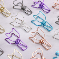 6 pièces/ensemble mignon Mini coeur chat fleur étoile évidé conception fil métallique pince à reliure longue queue Clips bureau livre papeterie