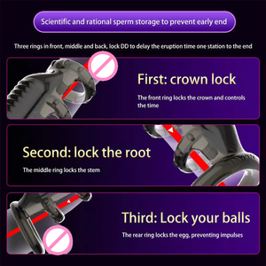 Anillo de Restricción para el Prepucio Antideslizante y Vibrador 100% Impermeable, Funda de Bloqueo de Resonancia para Parejas, Producto para <span class=keywords><strong>Adultos</strong></span> para el Pene Masculino - Product Image 5