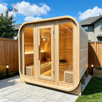 Sauna Traditionnel Extérieur de Haute Qualité en Bois de Cèdre Rouge Canadien, Salle de SPA à Domicile avec Porte en Verre Trempé et Éclairage LED
