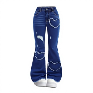Jean baggy rose Y2K avec patch étoile pour femme et homme, coupe droite, streetwear, denim délavé, déchiré, style hip-hop, vintage - Product Image 2