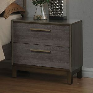 Mesita de noche de madera maciza DB con 2 cajones, acabado Gris antiguo de dos tonos, diseño europeo moderno de lujo para uso doméstico o en apartamentos - Product Image 2