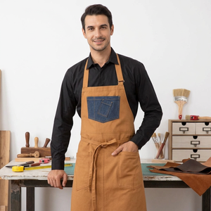 Tablier de Barbier Professionnel Marron Effet Cuir avec Poches, Bretelles Réglables, Durable, Uniformes d'Hôtel, Tabliers de Travail - Product Image 4