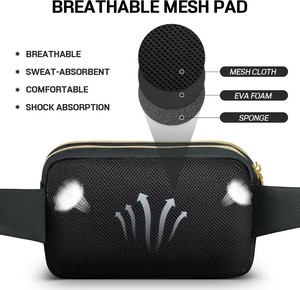 YOUK Riñonera Deportiva de Moda, Bolsa de Cintura con Múltiples Bolsillos, Cinturón Ajustable para Viajes, Ciclismo y Running, Color Negro - Product Image 3