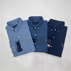 Chemise en denim de coton délavé à manches longues pour homme, logo classique de cheval de guerre brodé transfrontalier, coupe ajustée décontractée, col à revers - Product Image 4