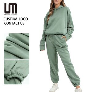 Conjunto de 2 Piezas de Sudadera Casual con Capucha y Pantalones Deportivos para Mujer de Otoño Invierno con Logo Personalizado al por Mayor, Productos en Tendencia - Product Image 1