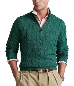 Мужской свитер с отложным воротником и длинным рукавом