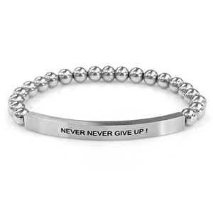 Pulsera Clásica de Acero Inoxidable Plateado con Cuentas de 6mm, Bolas de Acero, Polvo de Obsidiana y Calcedonia en Tubo Curvado, Regalo de Aniversario - Product Image 3