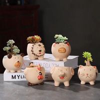 Logo personnalisé nordique créatif mignon animal pot de fleur en céramique figure animal pot de fleur plante succulente pot