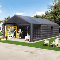 Tente de fête gonflable noire portable pour événements commerciaux, club de nuit gonflable avec éclairage LED disco pour jardin
