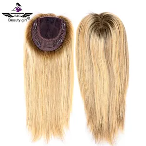 beauty girl female top sales undetectable highlights blonde 100 virgin european human hair hand tied jewish hair toppers