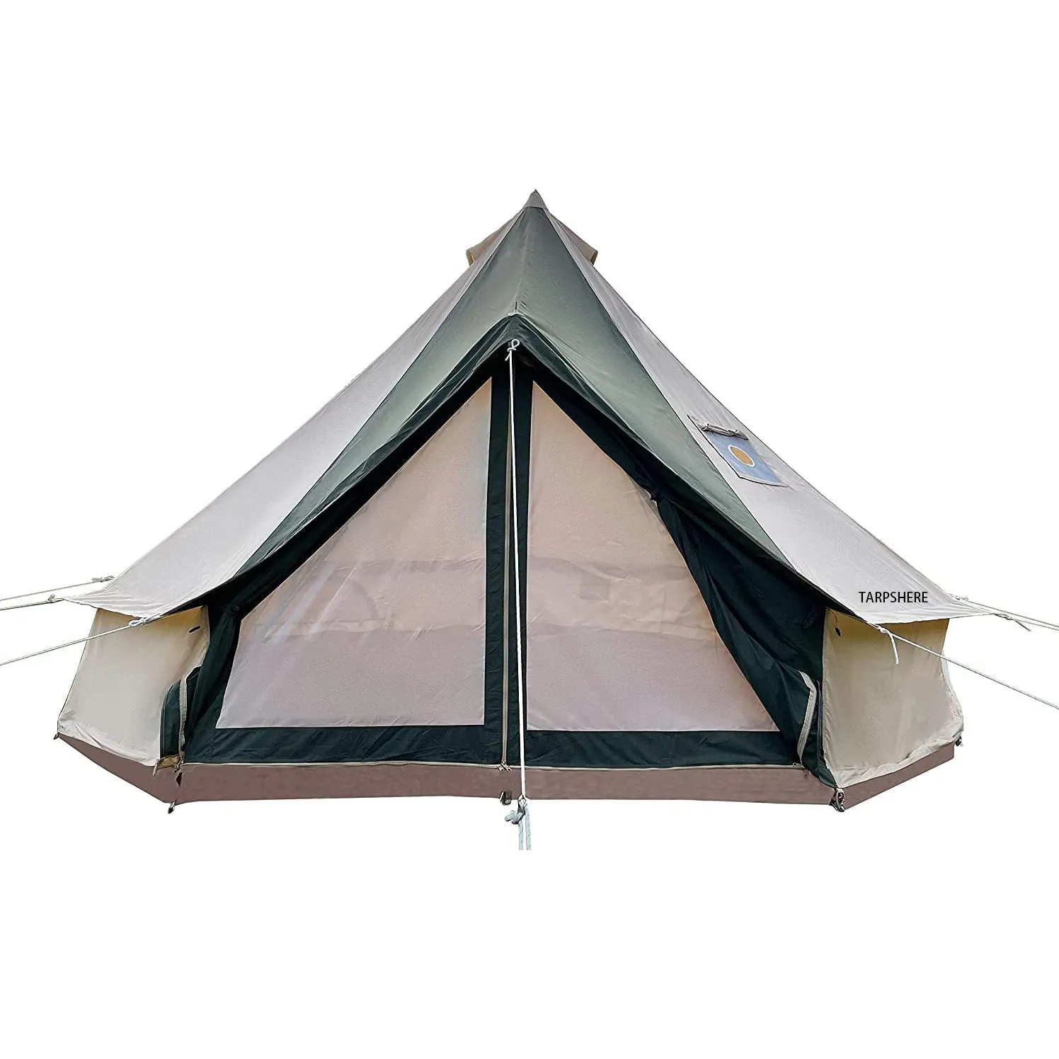 outdoor green all weather canvas bell tent with roof stove jack waterproof 4 season yurt wall tents family camping 4-6 person