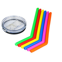 Pailles en silicone réutilisables, flexibles et longues, multicolores, extra courtes et fines.