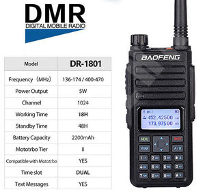 Рация Baofeng <span class=keywords><strong>DR</strong></span>-1801 VHF UHF 136-174 и 400-470 МГц, двухдиапазонное радио дальнего действия DR1801UV DMR, цифровое двухстороннее радио - Product Image 3