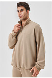 Sudadera Deportiva de Invierno para Hombre YEL415, Cuello Alto Holgado, Manga Larga, Media Cremallera, Informal, para Entrenamiento y Fitness, de Felpa Sólida - Product Image 5