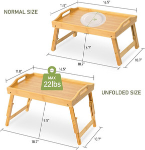 <span class=keywords><strong>Table</strong></span> de lit portable en bambou pliable et réglable pour ordinateur portable, idéale pour les collations, le café, les repas, le petit-déjeuner et le travail - Product Image 3