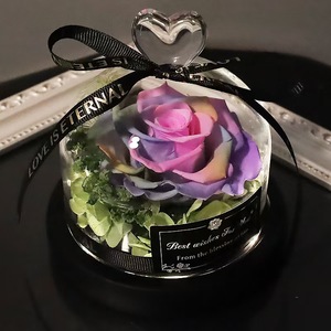 Rose éternelle sous cloche en verre avec lumière LED, cadeau pour la veille de Noël, fête du Nouvel An, cadeau de Noël, Saint-Valentin, décoration de maison - Product Image 3