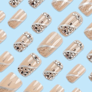 Productos de belleza Suministros para uñas Prensa en las uñas Diamantes de imitación de plata Cristal completo <span class=keywords><strong>Queen</strong></span> <span class=keywords><strong>Nails</strong></span> Usable Reutilizable 24 piezas Prensa en el dedo - Product Image 3