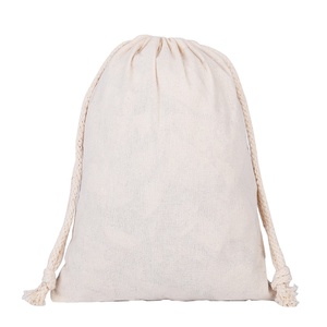 Pochette d'emballage en coton 100% personnalisée, fabriquée en usine BSCI, différentes tailles, sac anti-poussière en coton écologique avec cordon à double serrage - Product Image 1