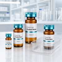 Étiquettes personnalisées en feuille d'argent pour flacons de peptides - Autocollants mats imperméables pour emballages de flacons de laboratoire de 3 ml, 5 ml, 10 ml
