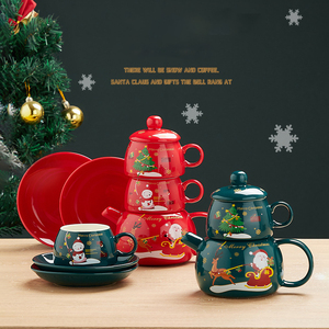 <span class=keywords><strong>ถ้วย</strong></span>กาแฟและชุดจานรองแก้วเซรามิกสำหรับชาคริสต์มาสของขวัญวันคริสต์มาสขนาด12ออนซ์ - Product Image 1