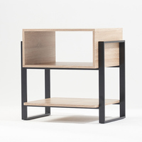 Table de chevet design moderne ODM/OEM Taïwan, bois et métal, mobilier de chambre à coucher, 45x60x60cm, blanc/noir/Personnalisé