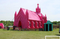 Tente d'église gonflable géante portable rose pour événements extérieurs et accessoires de fête de mariage