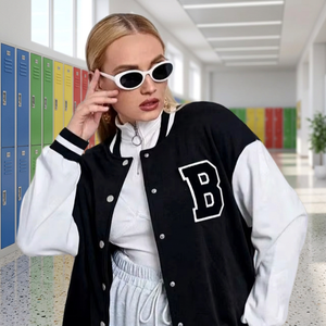<b>Women</b> Varsity <b>Jacket</b> Private Label Fashionable Competitive Price Custom Label New Arrived Crop Top Varsity <b>Jackets</b> 2025 - Product Image 3