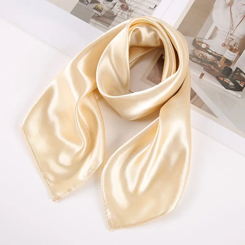 Оптовая продажа 60*60 см сплошной цвет квадратный атласный Шелковый Шарф Имитация шелковый шарф платок для женщин