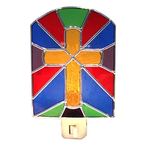 Kutsal çapraz lale düz vitray mumluk ev dekor için çapraz şekil mumluk lehimli cam gece aydınlatma koruması