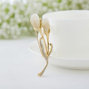 New product trend Korean version of cat's eye flower personalized creative brooch gold zinc alloy - Product Image 2