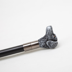 Canne télescopique vintage avec poignée en résine en forme de tête de chien, bâton de marche réglable en métal avec embout en caoutchouc pour usage extérieur - Product Image 4