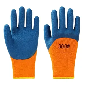 Hot Sales Thick Warm Guantes Safe Luvas Winkle Latex Or Foam Latex Softly Coated Labor Work Winter Glove Thermal Polyester