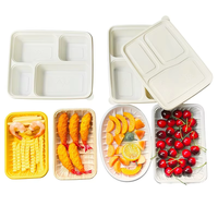 Boîte à lunch jetable robuste et écologique de 36 oz, recyclable, en bagasse de canne à sucre biodégradable, avec couvercle en papier de bambou