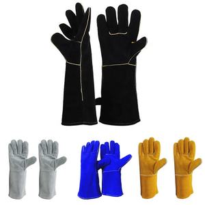 قفازات عمل للحام عازلة للحرارة للرجال مصنوعة من جلد البقر المنقسم قفازات حماية العمال من الحرارة Guantes De - Product Image 1