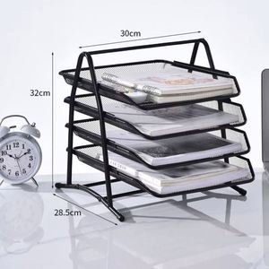 High Quality Best Price 4 Tier Metal Desktop File Organizer with <b>Tray</b> Durable Mesh <b>Drawer</b> and Accessories - Product Image 6