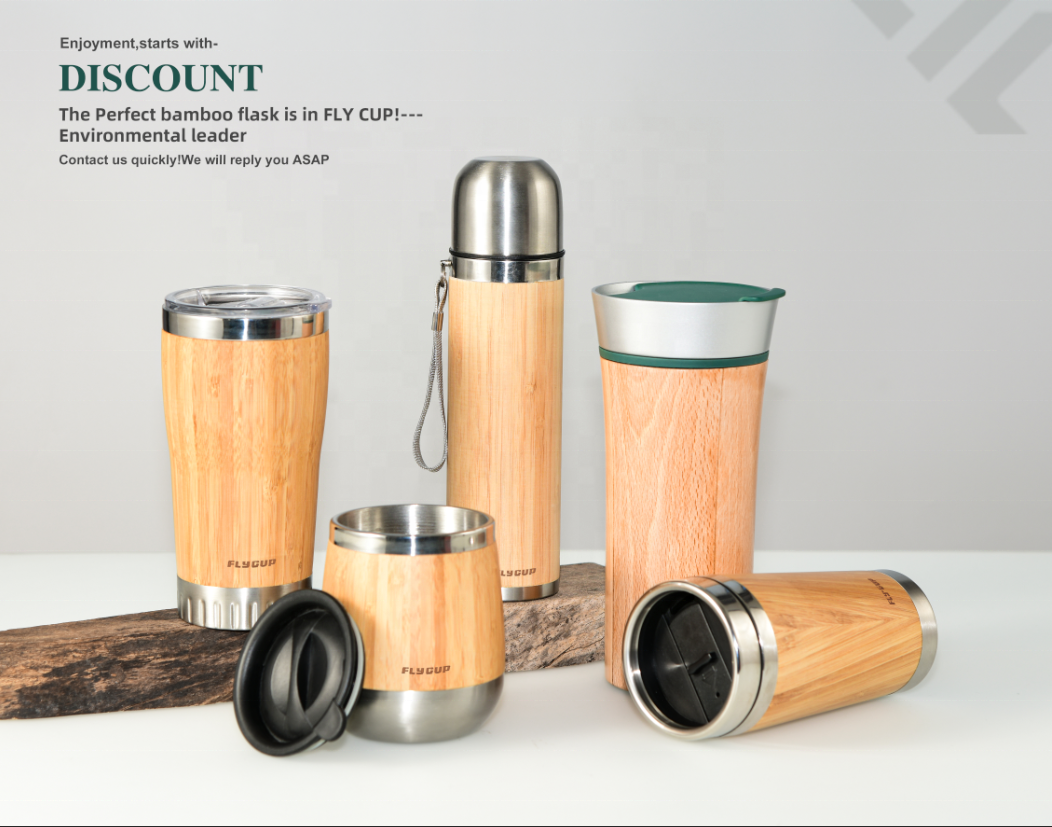 Индивидуальные лазерная гравировка логотипа из нержавеющей стали внутри двойной стены эко бамбуковая бутылка для воды