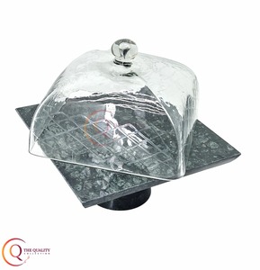 Soporte de pastel y pastelería de mármol con textura negra de Venta caliente con cúpula de vidrio, herramienta de decoración navideña para pasteles, galletas de pastelería. - Product Image 6