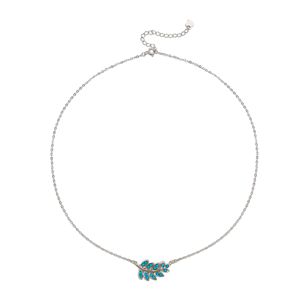 Women's Minimalist Turquoise <b>Leaf</b>-Shaped <b>Necklace</b> Cheap Price Sterling <b>Silver</b> Chains Classic Style Beads - Product Image 1