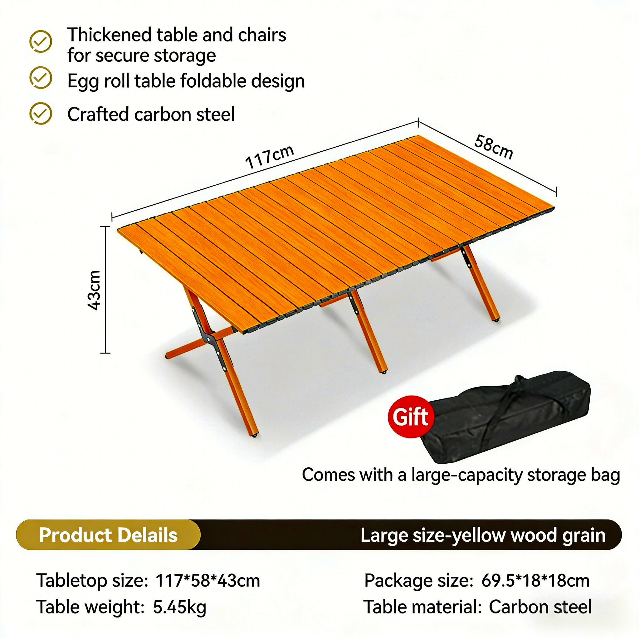 [Carbon Steel Version] Yellow Wood Grain 120CM