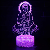Lampe d'illusion 3D en acrylique avec lumière nocturne de divinité chinoise, RGB 16 couleurs, télécommande tactile, USB, intensité réglable, décoration de chambre à coucher, cadeau