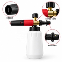Canon à mousse en aluminium antirouille avec orifice de 1,1 mm, filtre en maille inox et noyau en laiton, bouteille HDPE de 1 L, pulvérisateur de lavage auto