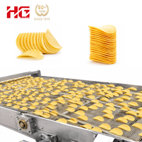 Chaîne de production de chips de pommes de terre entièrement automatique HG 380V, 250kg/h, en acier inoxydable 304, avec friteuse et stérilisateur alimentaire automatique