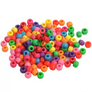 Perles de poney en vrac de 6*9mm perles de poney en plastique de couleurs mélangées pour la fabrication de bracelets