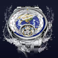 Montre mécanique pour hommes de haute qualité cadran en grès bleu mouvement Tourbillon d'origine bande d'acier inoxydable de luxe caractéristique creuse