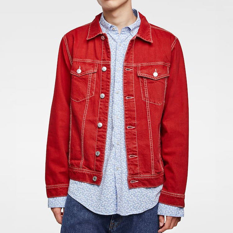 denim red jacket men