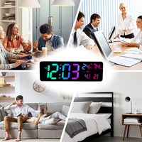 Décoration d'intérieur, réveil intelligent éducatif BT, lumière colorée, grand écran, réveil à distance, LED RVB, affichage de la température, horloge de bureau lumineuse